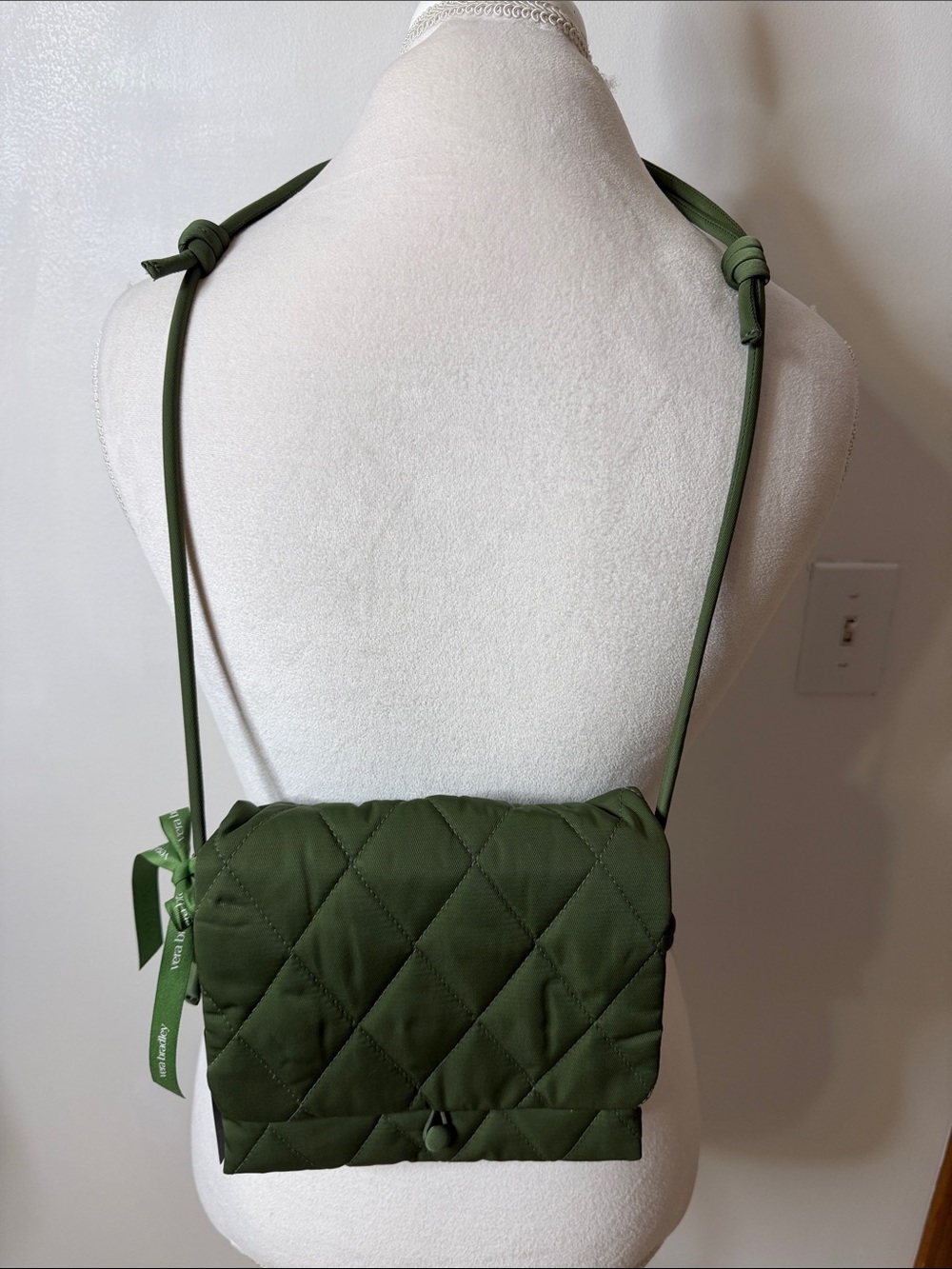 NWT, Vera Bradley Quilted Olive Crossbody Bag